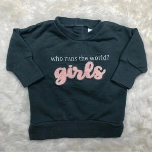 PL Baby Who Runs The World Girls Sweatshirt Grey/White/Pink Size 3  Months